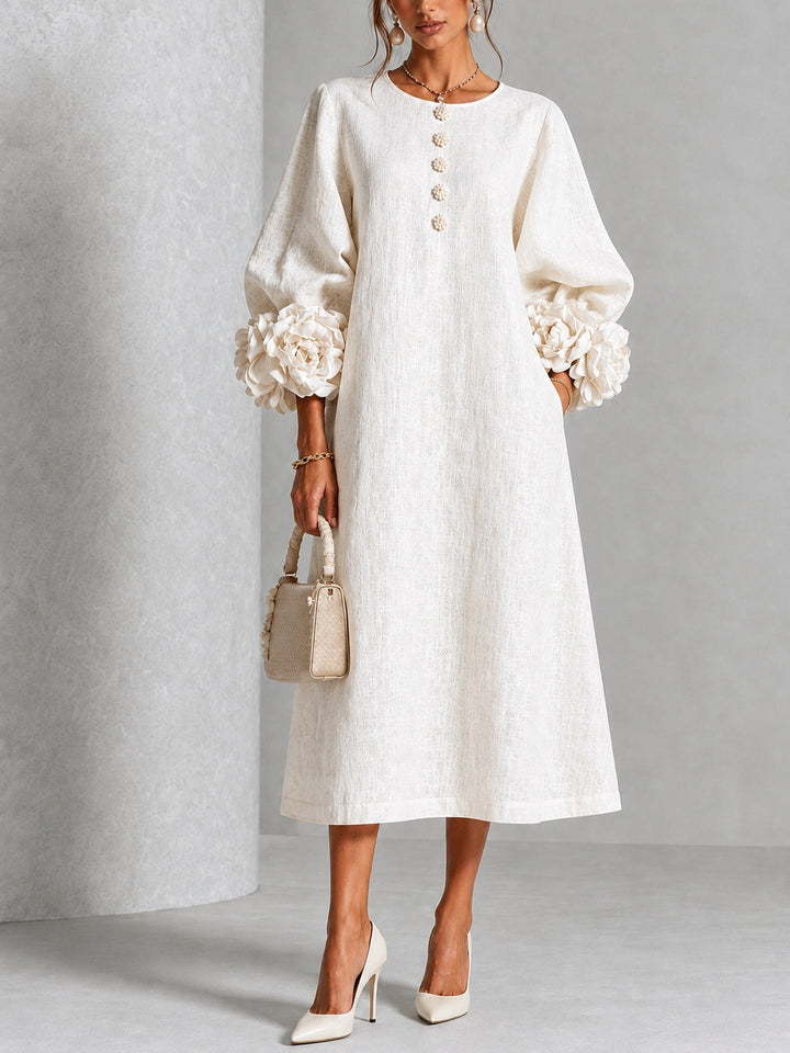 Estelora - Sculptural Floral Midi Dress