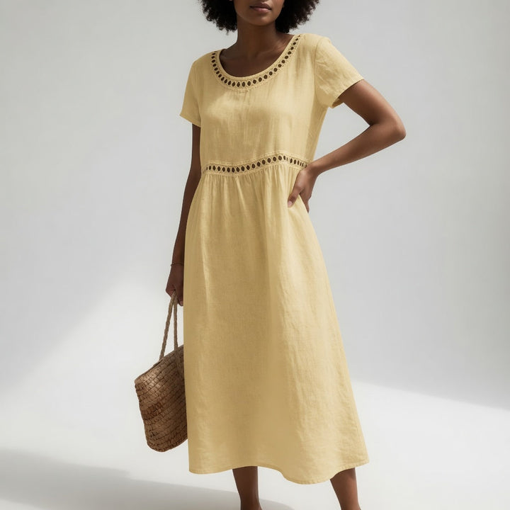 Anissa - Soft-Touch Embroidered Midi Dress