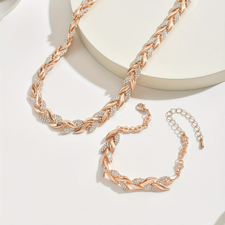 Alyson - Elegant Linked Leaf Necklace Set