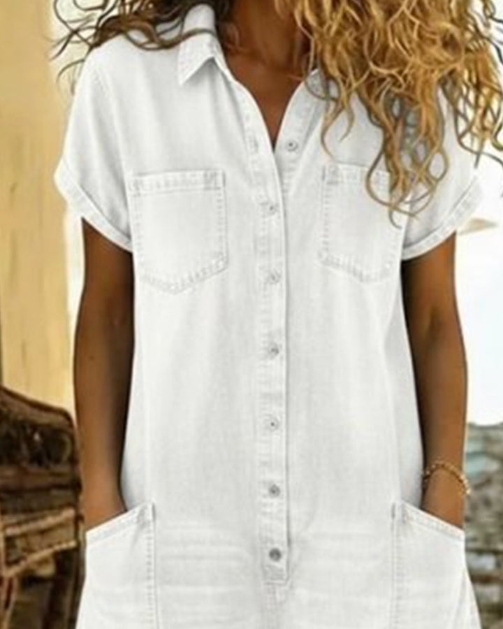 Ysmeria - Denim Button Front Romper