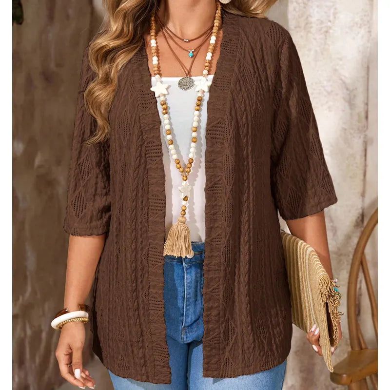 Delienne - Soft-Touch Pointelle Knit Cardigan