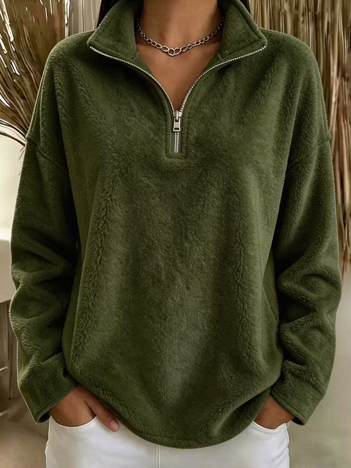 Tiana - Relaxed High Collar Fleece Sweatshirt