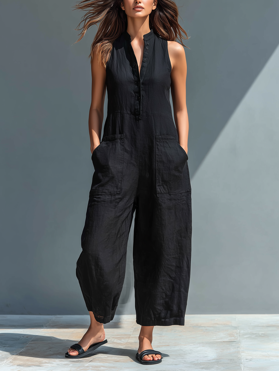Zeria - Fluid Linen Jumpsuit
