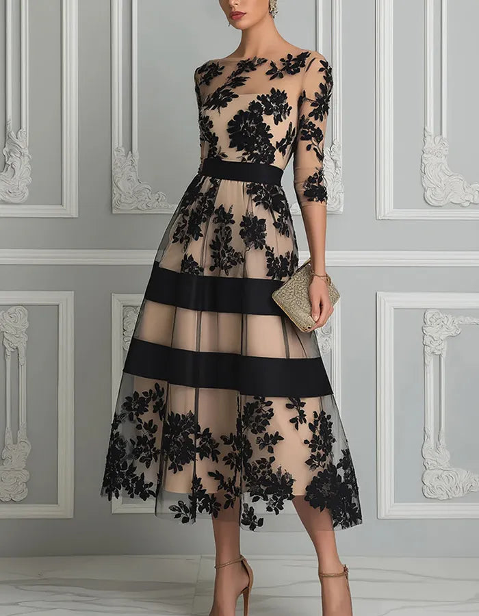 Alouessa - Elegant A-Line Midi Dress