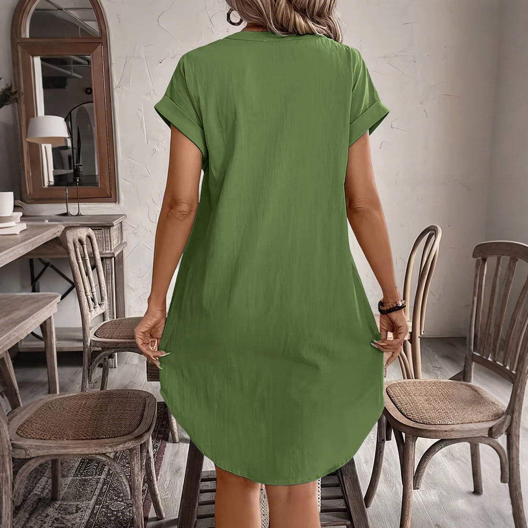 Ainslea - Textured Mini Shirt Dress