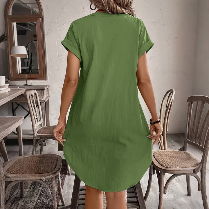 Ainslea - Textured Mini Shirt Dress