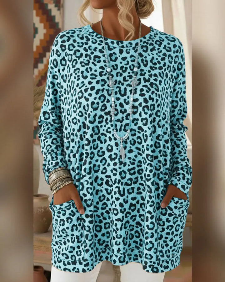 Calivelle - Soft-Touch Leopard Long Sleeve Top