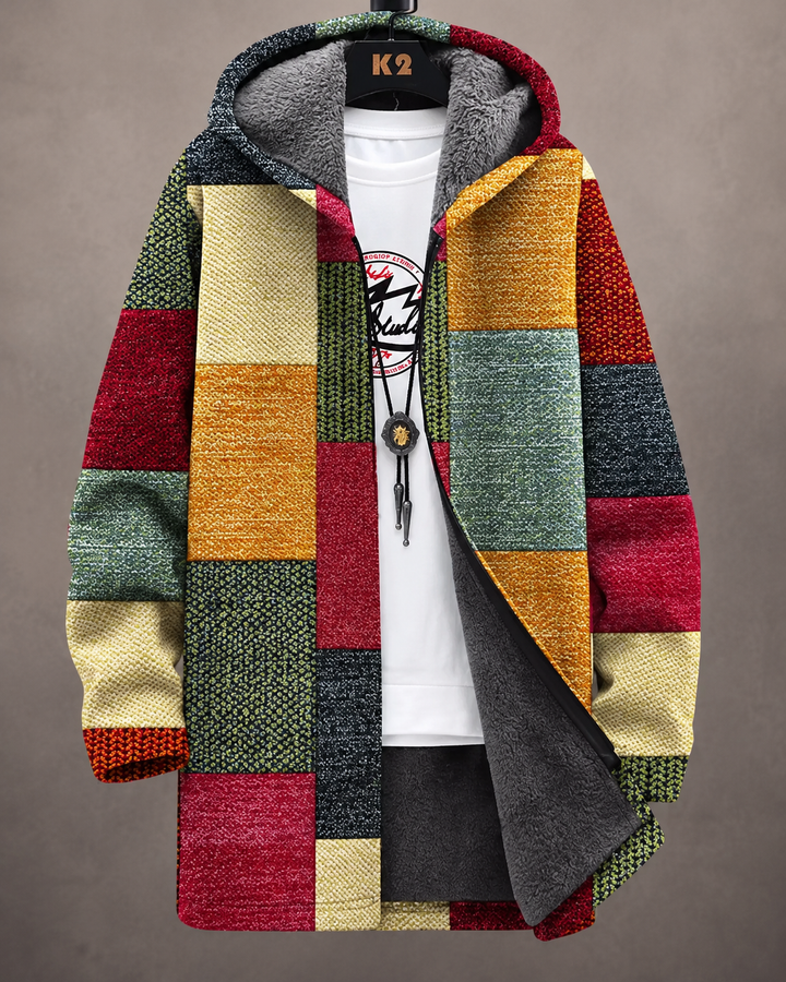 Betha - Geometric Plush Lined Hooded Jacket
