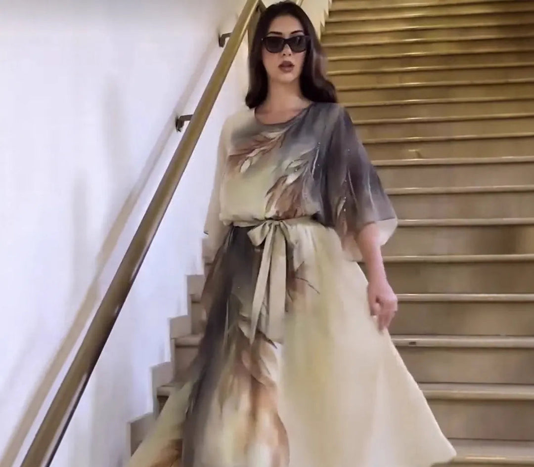 Halinor - Elegant Chiffon Maxi Dress