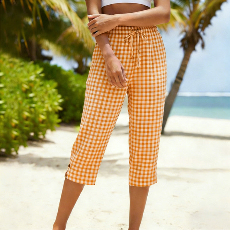 Eliska - Checked Cropped Casual Trousers