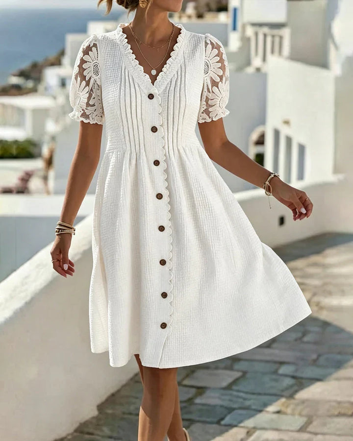 Emmara - Premium Patchwork Puff-Sleeve Dress