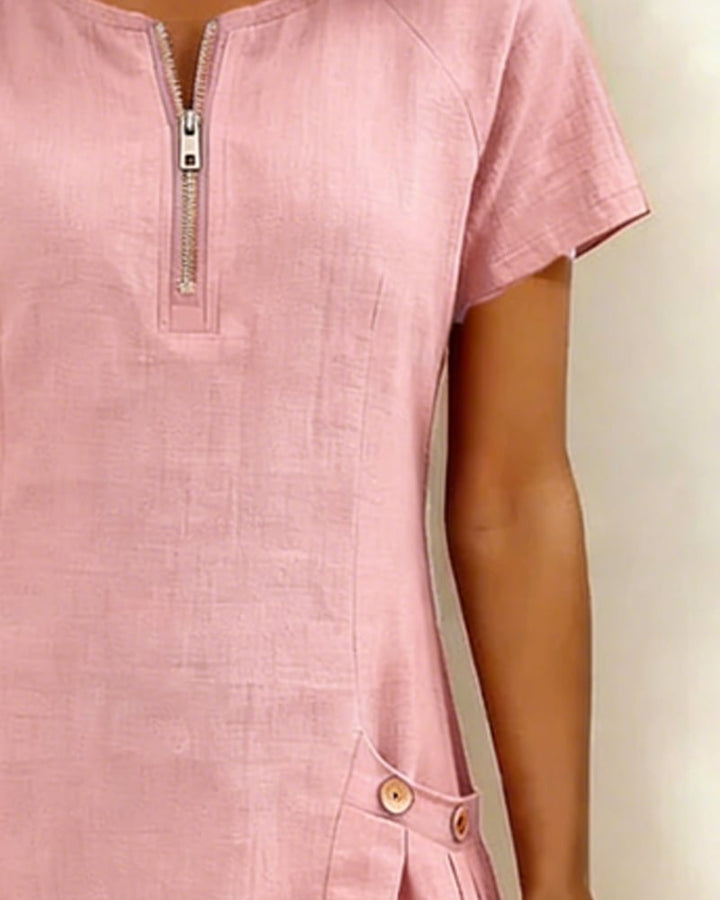 Girella - Breezy Linen A-Line Dress