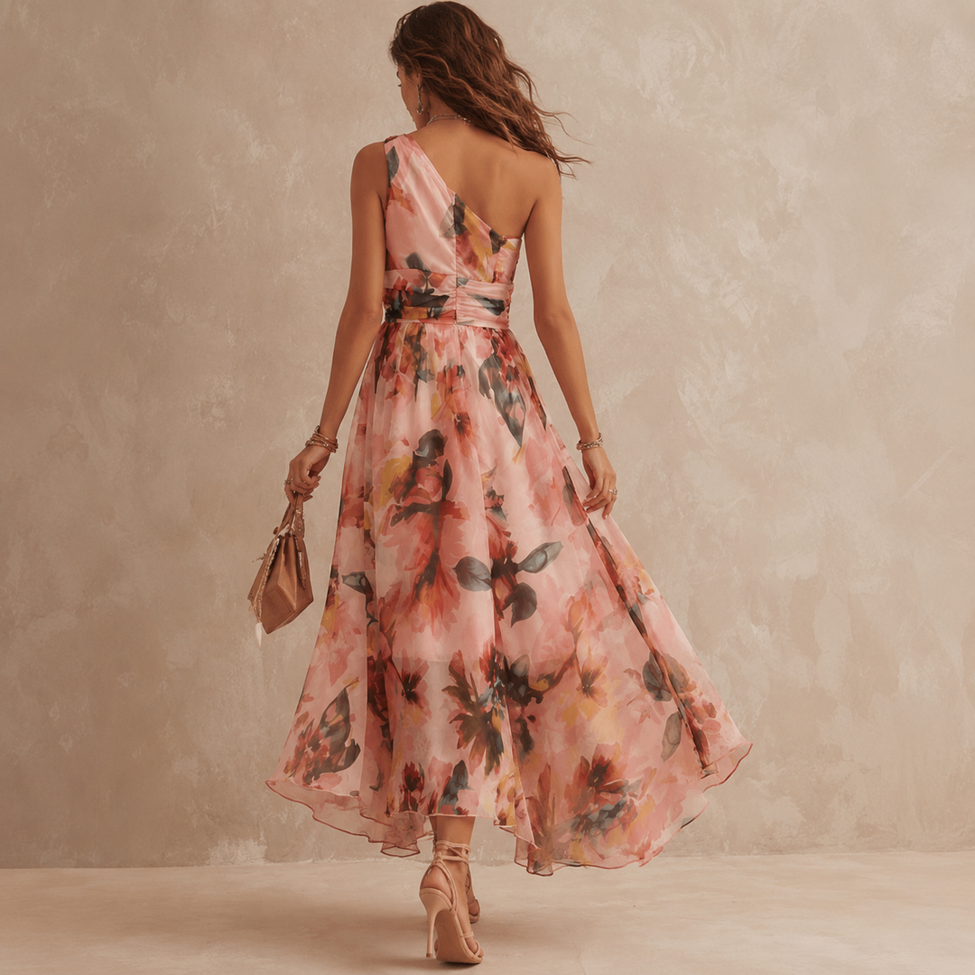 Alisa - Ethereal One-Shoulder Floral Maxi Dress