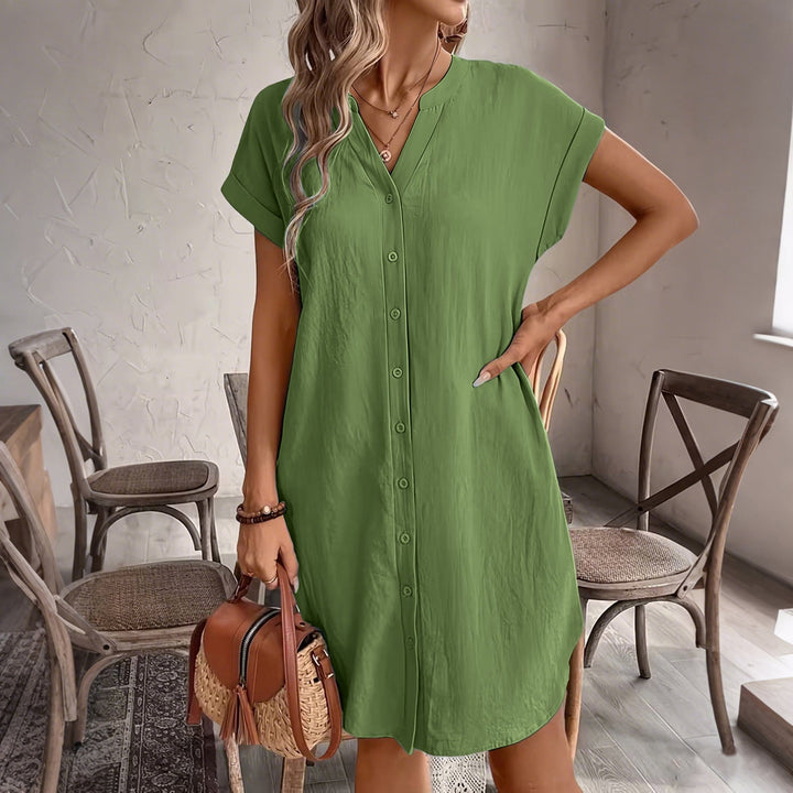 Ainslea - Textured Mini Shirt Dress