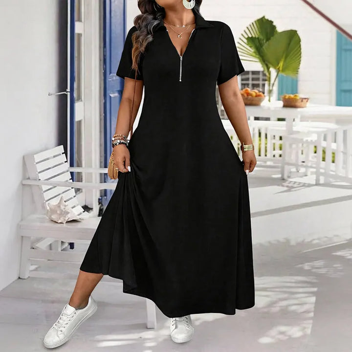 Primelle - Soft-Touch Zip-Neck Maxi Dress