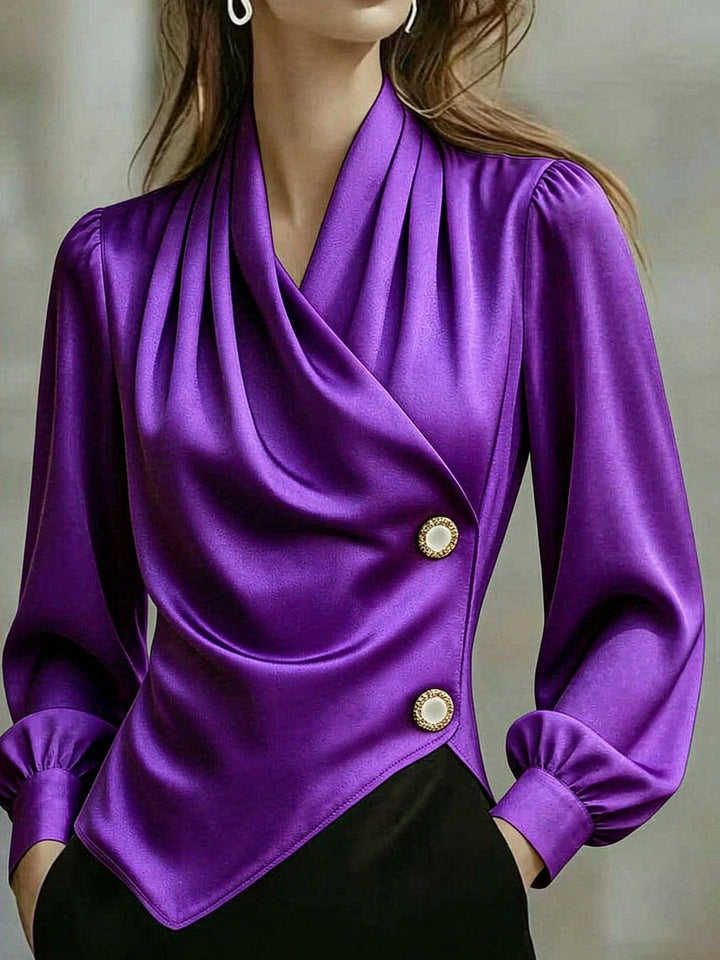 Ximena - Elegant Draped Satin Blouse
