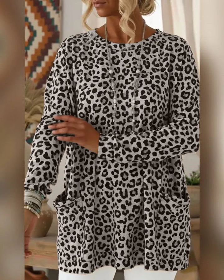 Primelia - Soft-Touch Leopard Long Sleeve Top