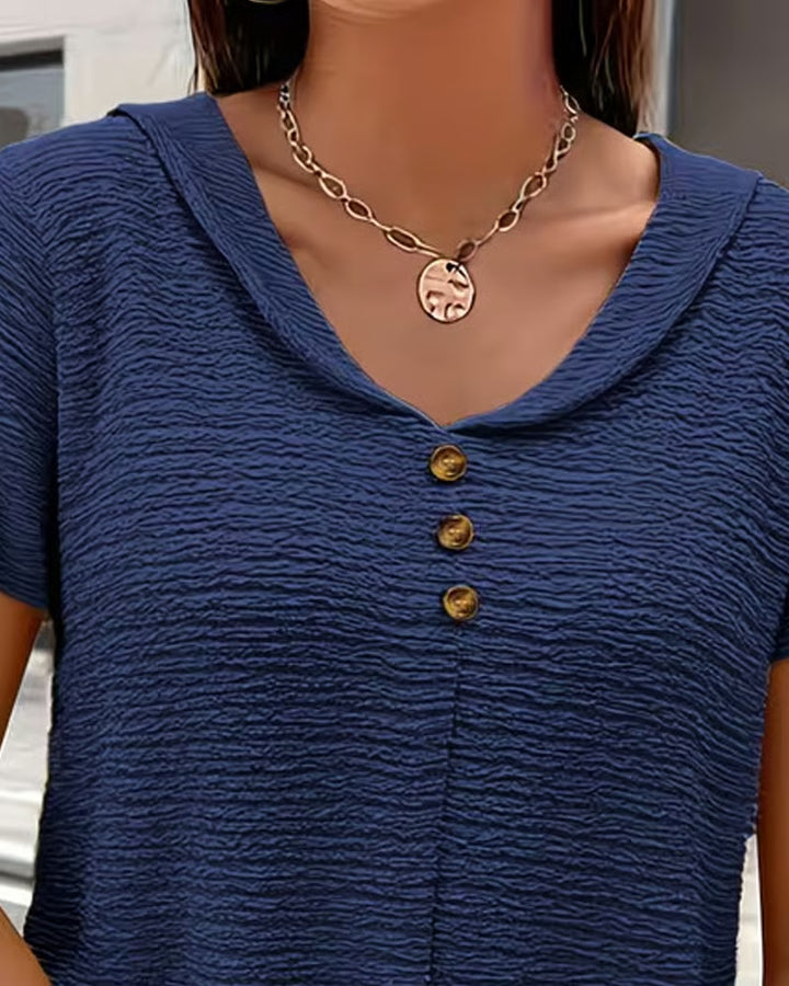 Quintessa - Button V-Neck Blouse