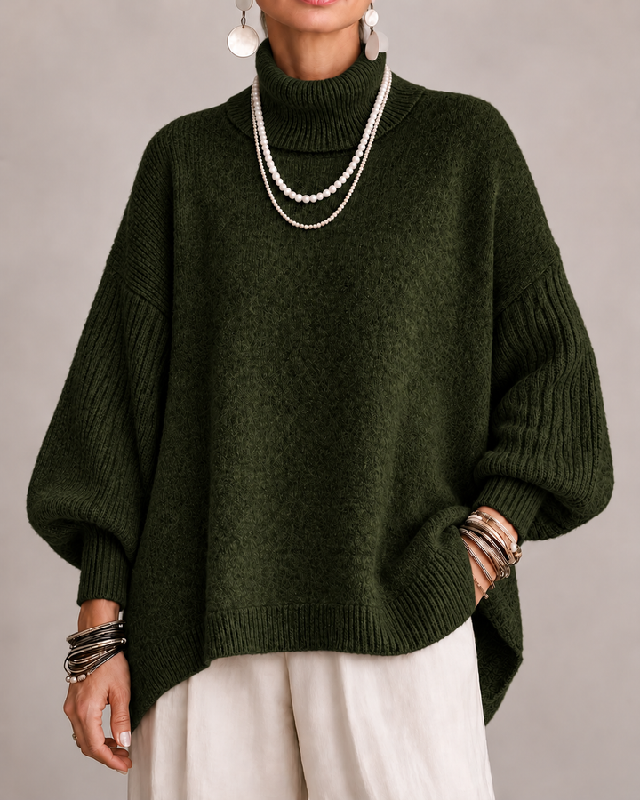 Aislin - Oversized Turtleneck Knit Sweater