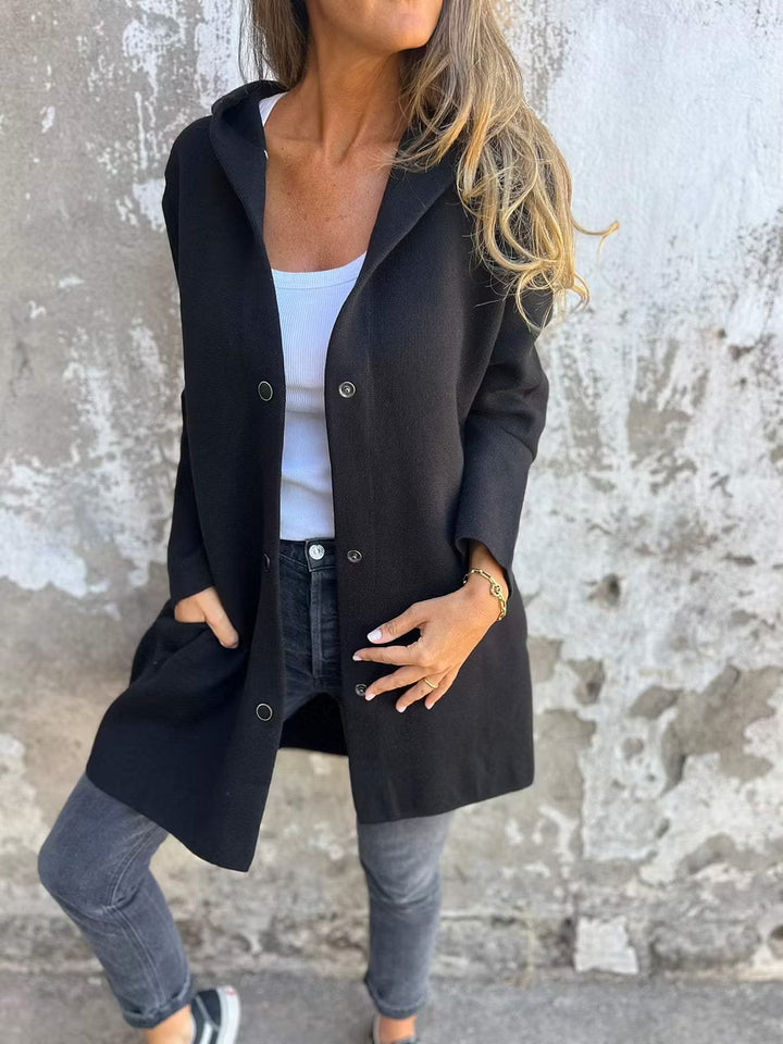 Aloura - Relaxed Button Front Hooded Jacket