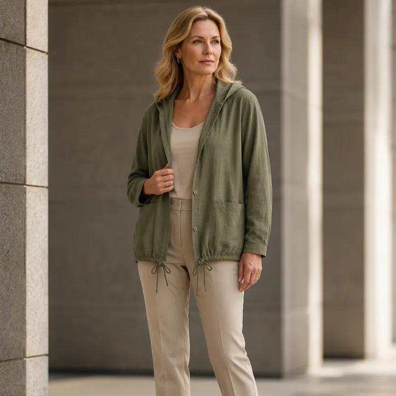 Anavella - Relaxed Button Hooded Jacket