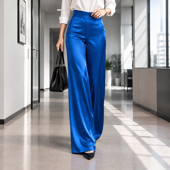Esmae - Lustrous Wide-Leg Trousers
