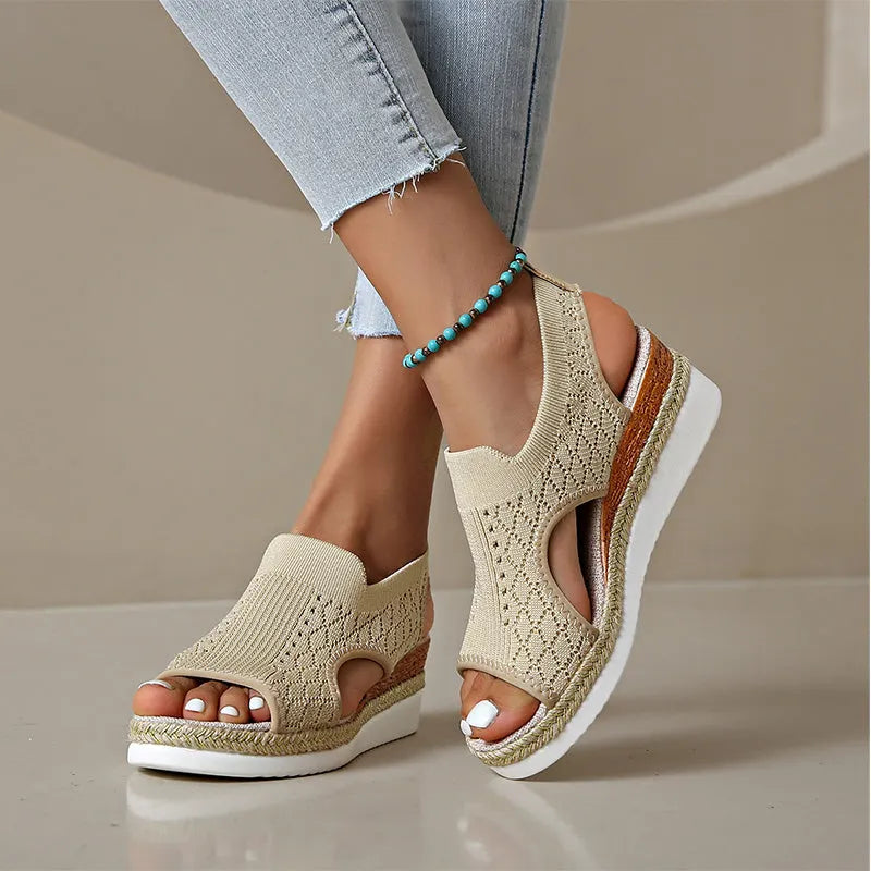 Orianne - Breathable Peep-Toe Wedge Sandals