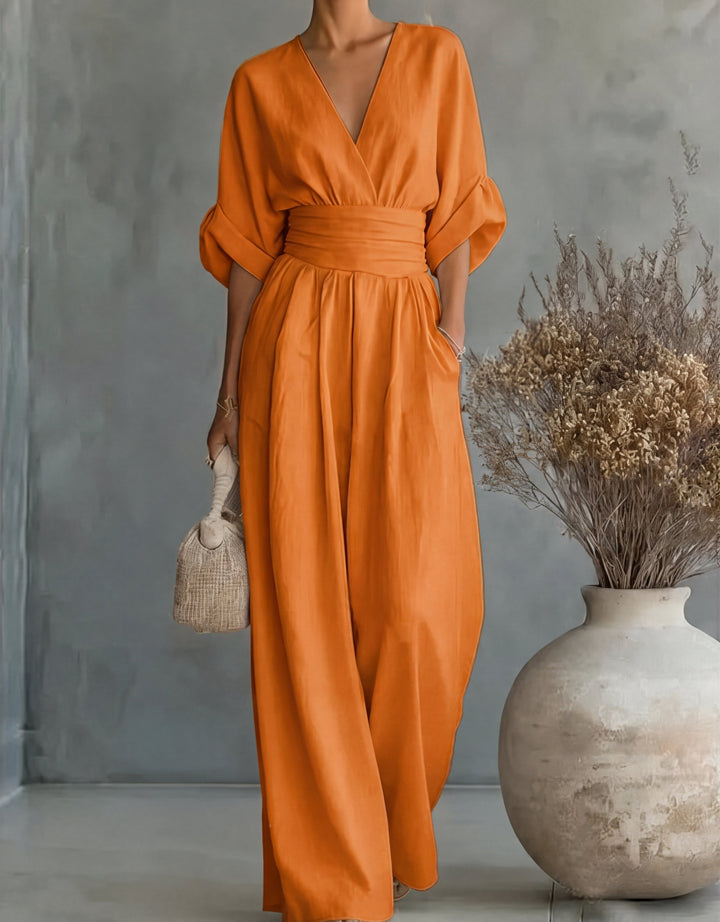 Xylora - Premium V-Neck Wide-Leg Jumpsuit