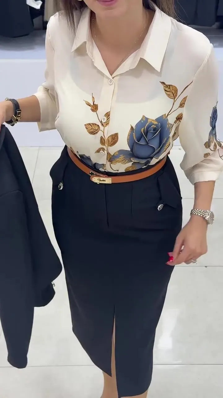Xavina - Tailored Blazer Skirt Two Piece Set