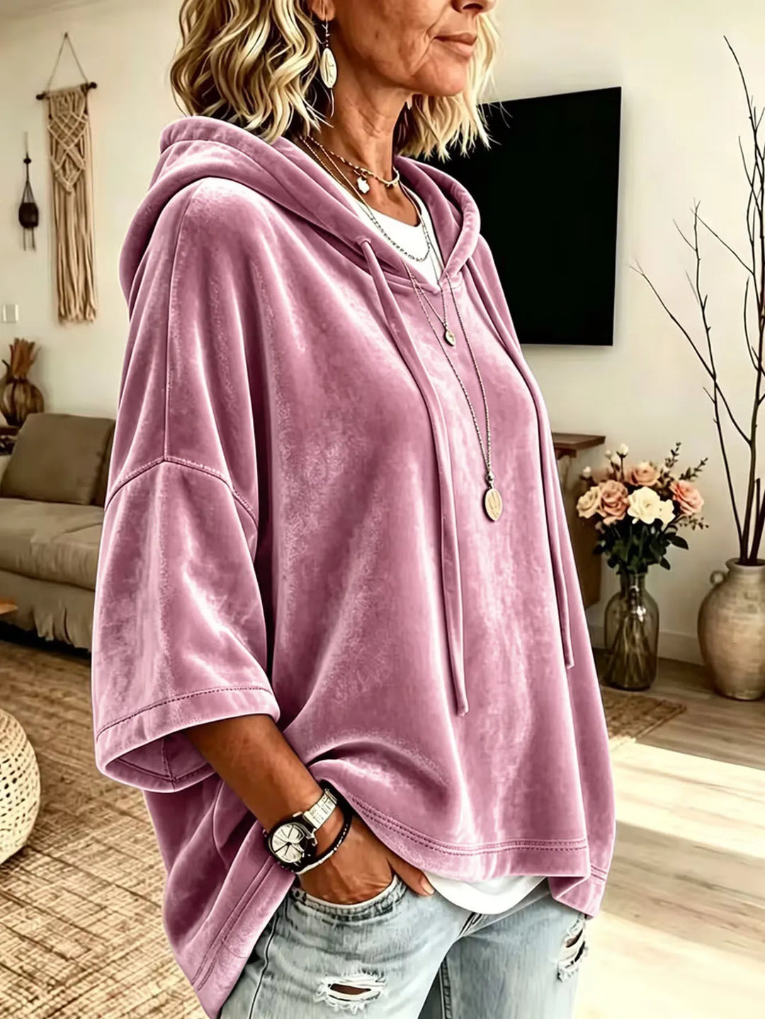 Fayelisse - Relaxed Velvet Lounge Hoodie