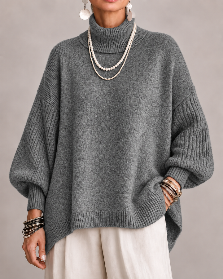 Aislin - Oversized Turtleneck Knit Sweater