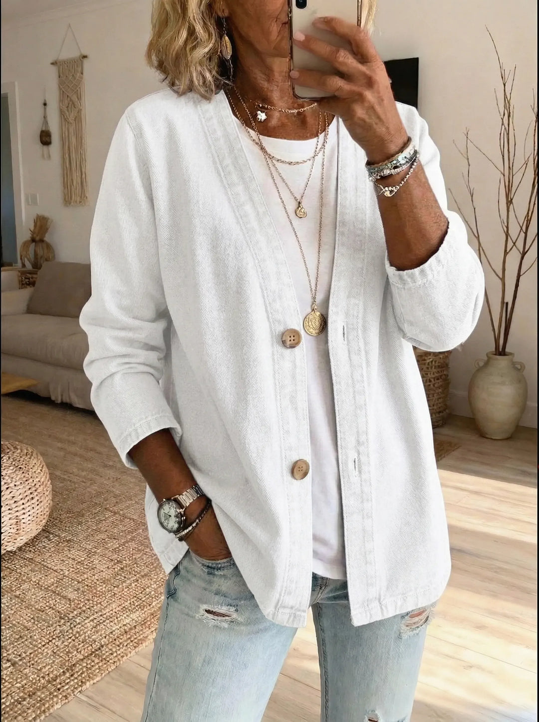 Shiloh - Lightweight Denim Button Cardigan