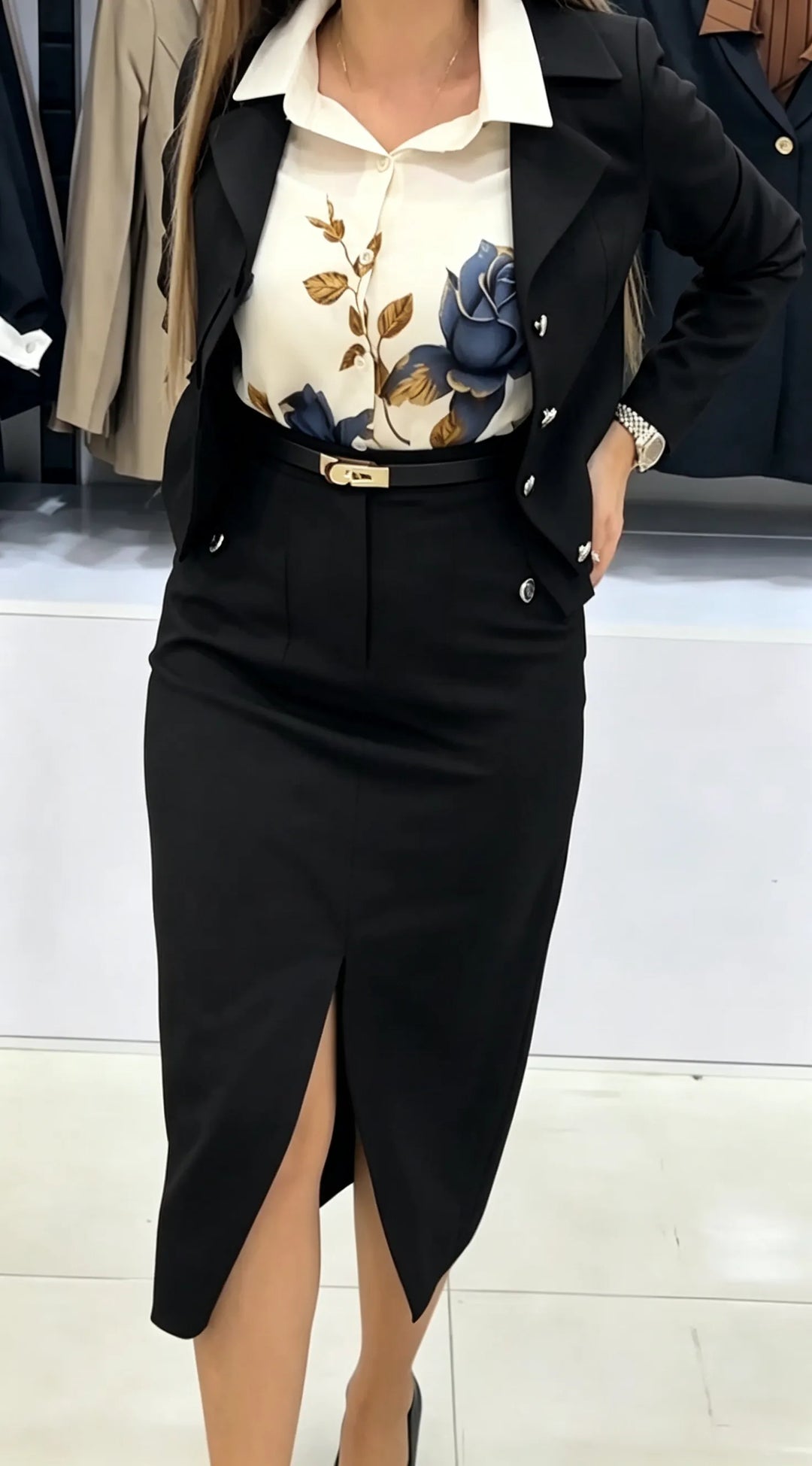 Xavina - Tailored Blazer Skirt Two Piece Set