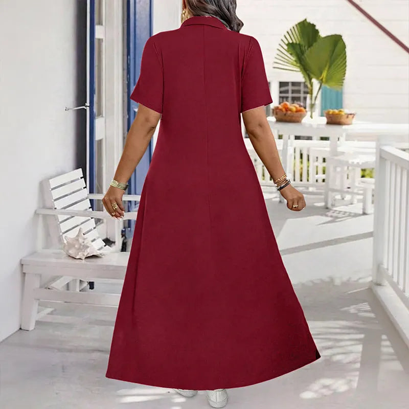 Primelle - Soft-Touch Zip-Neck Maxi Dress