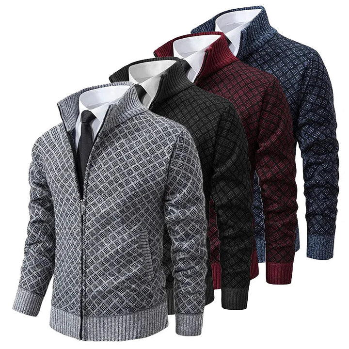 Aris - Patterned Zip Front Cardigan