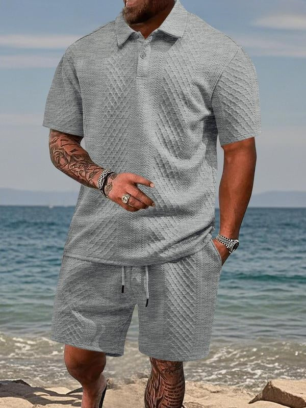 Niall - Textured Polo & Shorts Set