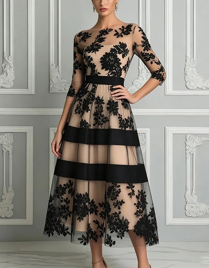 Alouessa - Elegant A-Line Midi Dress