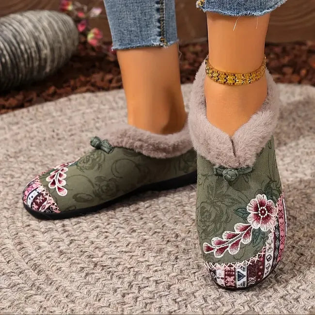 Isola - Floral Plush Lined Slip On Shoes