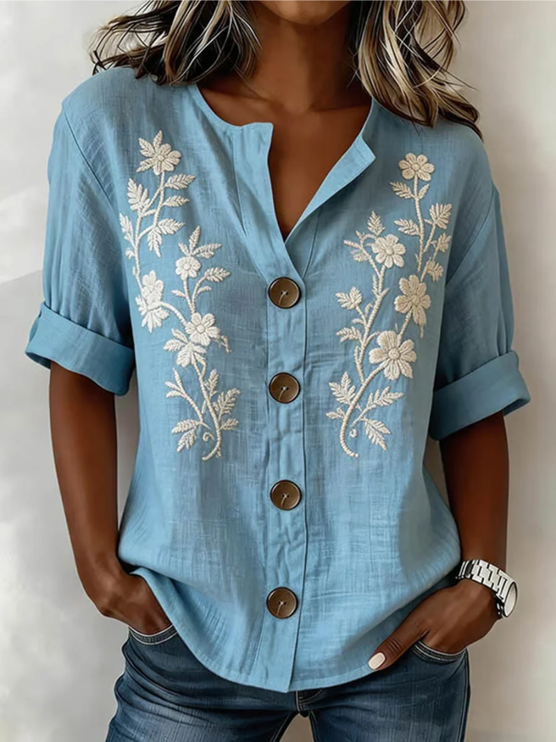 Fiana - Soft-Touch Embroidered Top