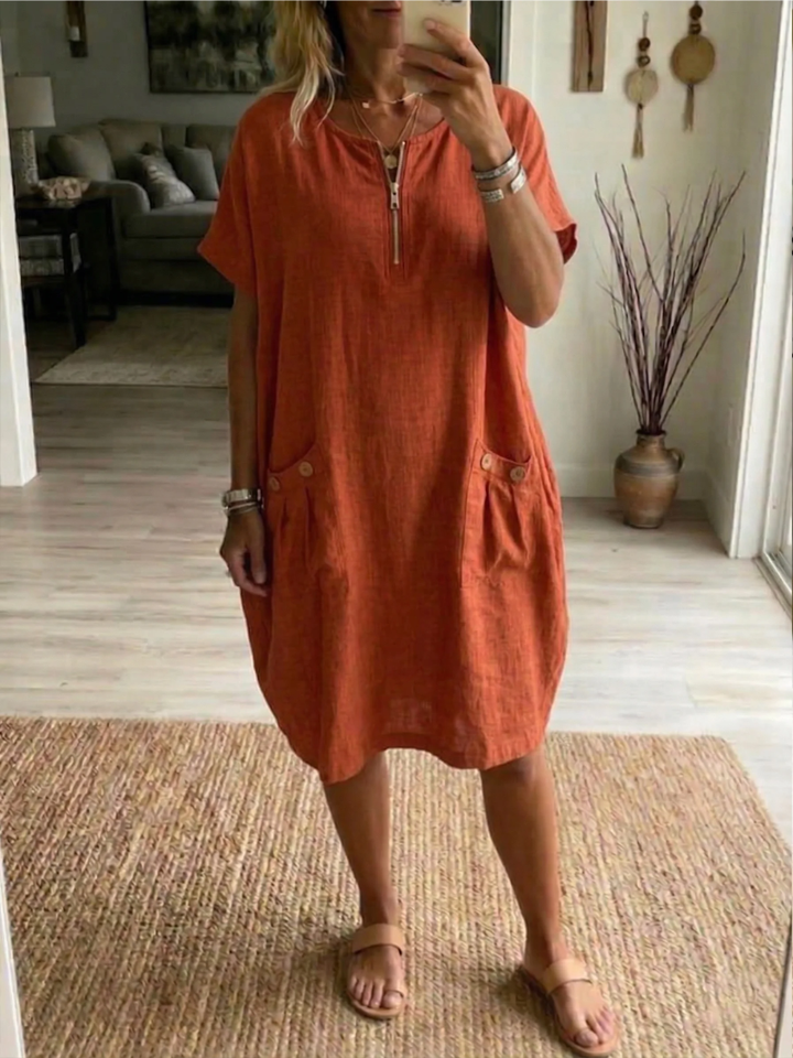 Adelise - Soft-Touch V-Neck Summer Dress