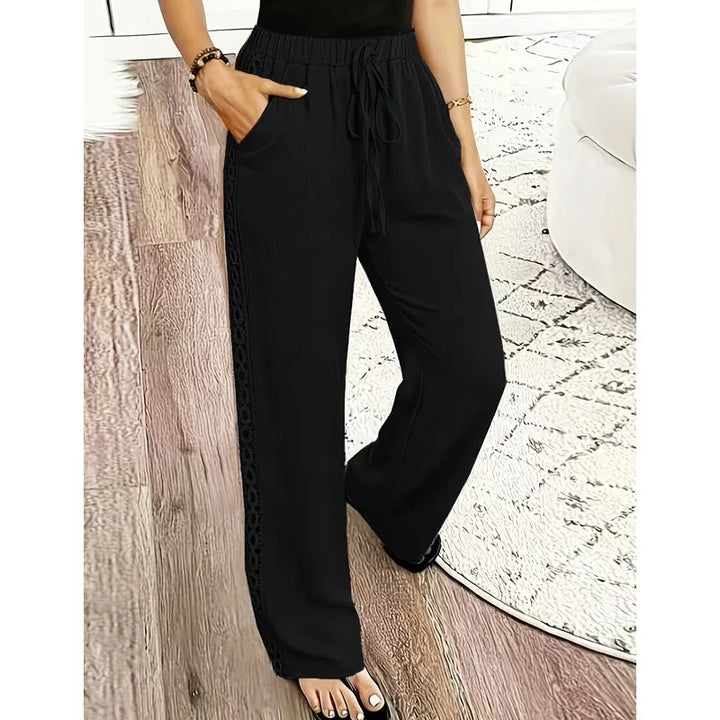 Estrelle - Lace Trim Drawstring Lounge Trousers