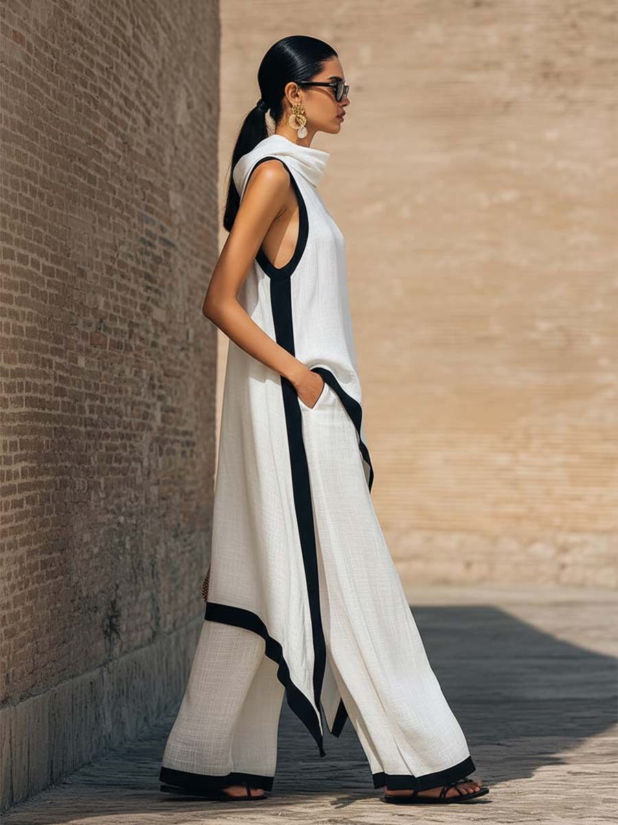 Maranta - Asymmetric Tunic & Wide Leg Trousers Set