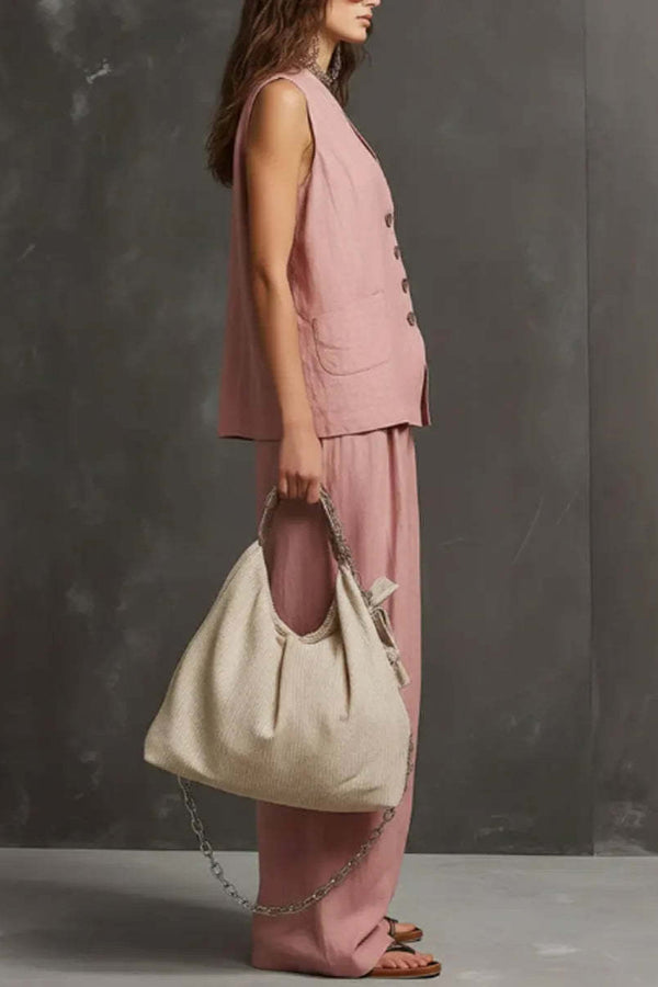 Heloise - Breathable Waistcoat & Wide-Leg Trousers Set