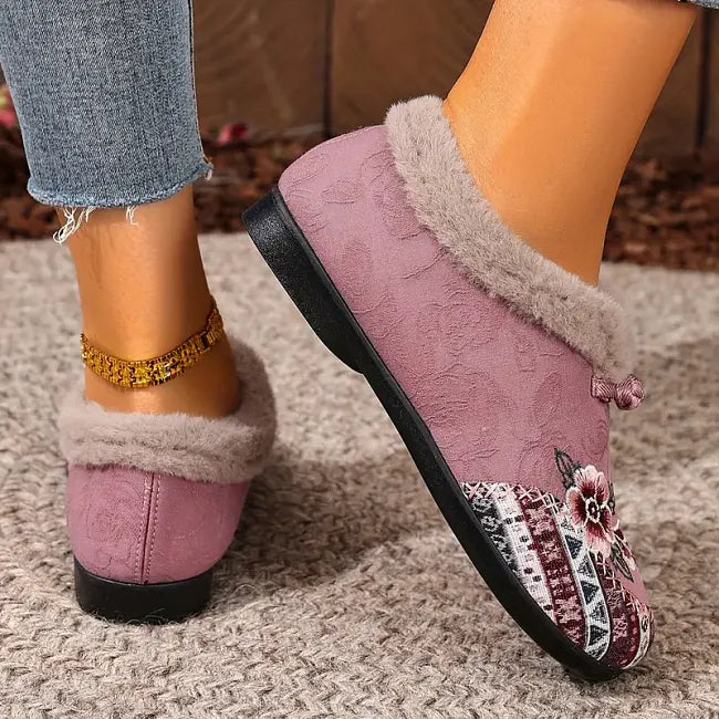 Isola - Floral Plush Lined Slip On Shoes