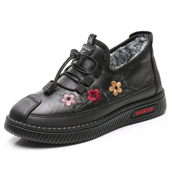 Verisse - Floral Embroidered Comfort Ankle Shoes