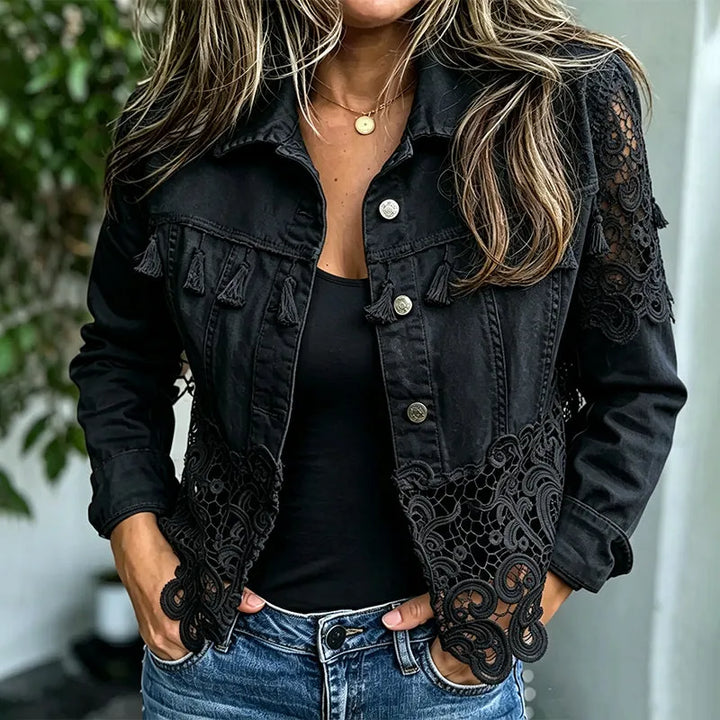 Anselia - Lace Hem Button Jacket
