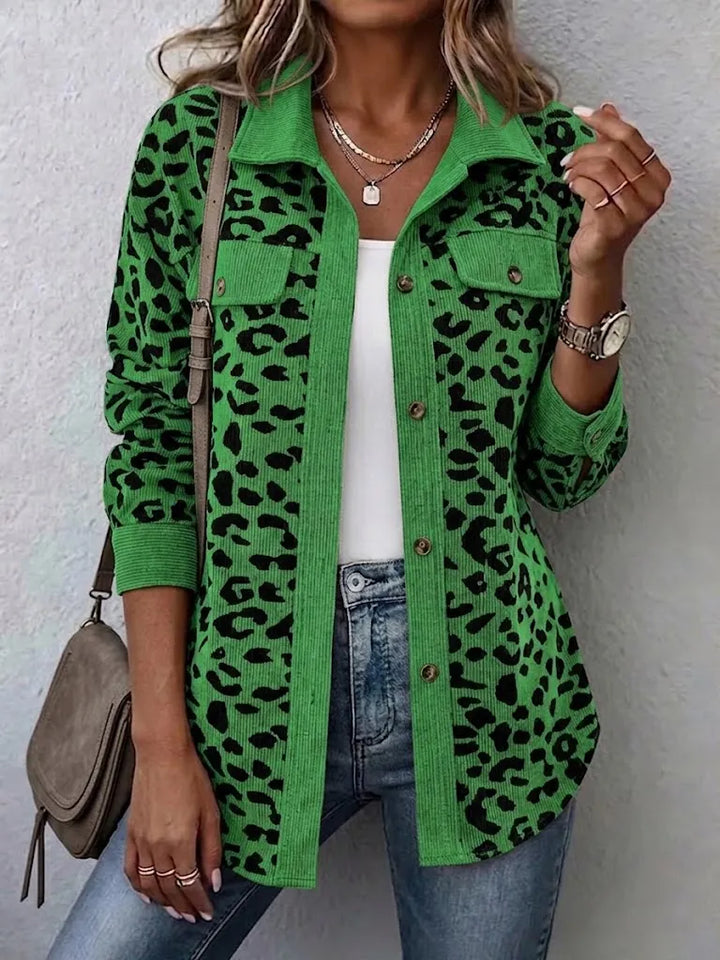 Miressia - Button Front Animal Print Cardigan