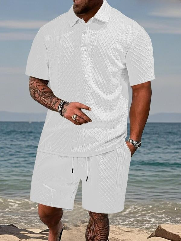 Niall - Textured Polo & Shorts Set