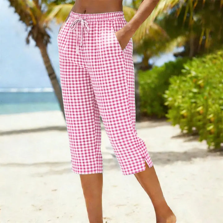 Eliska - Checked Cropped Casual Trousers