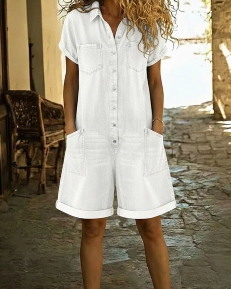 Ysmeria - Denim Button Front Romper